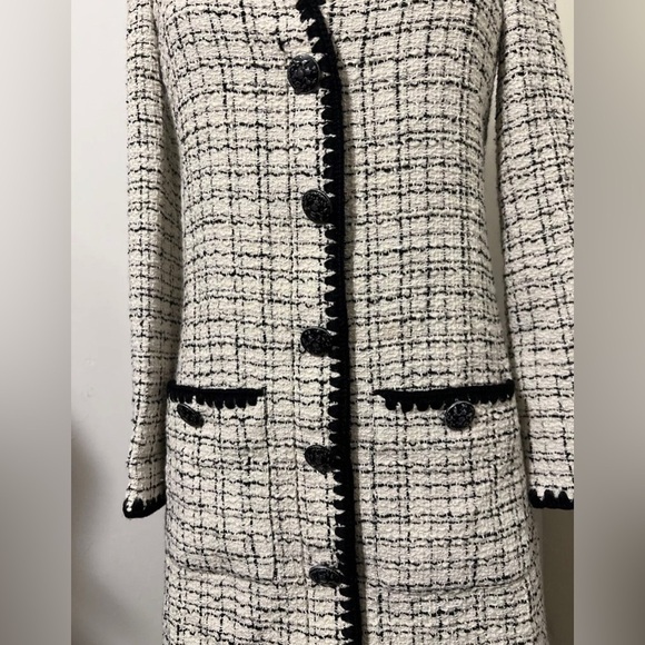 VERONICA BEARD $698 TWEED PALATINE Mini Dress Black White Long‎ Sleeve City Fall - Picture 8 of 10